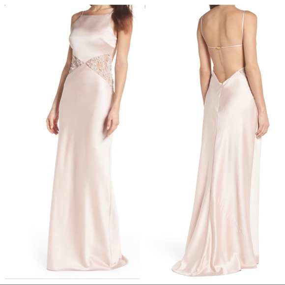 Maria Bianca Nero Lana Satin Backless Gown